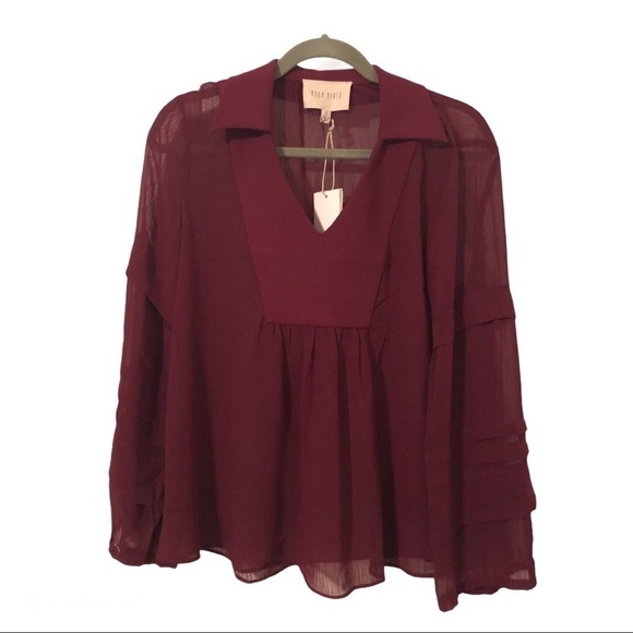 NWT Anthropologie Moon River Boho Layered Top Shirt Bell Sleeve Peasant Size XS - Picture 10 of 10